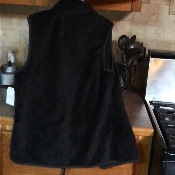 Black thick velour vest zip up with pockets - Picture 6 of 8